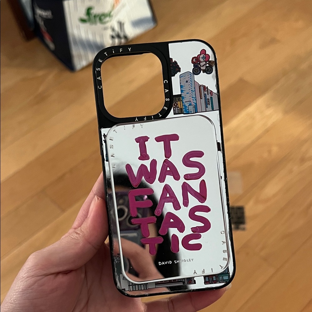 Casetify Black and Pink Graphic Mirror Phone Case